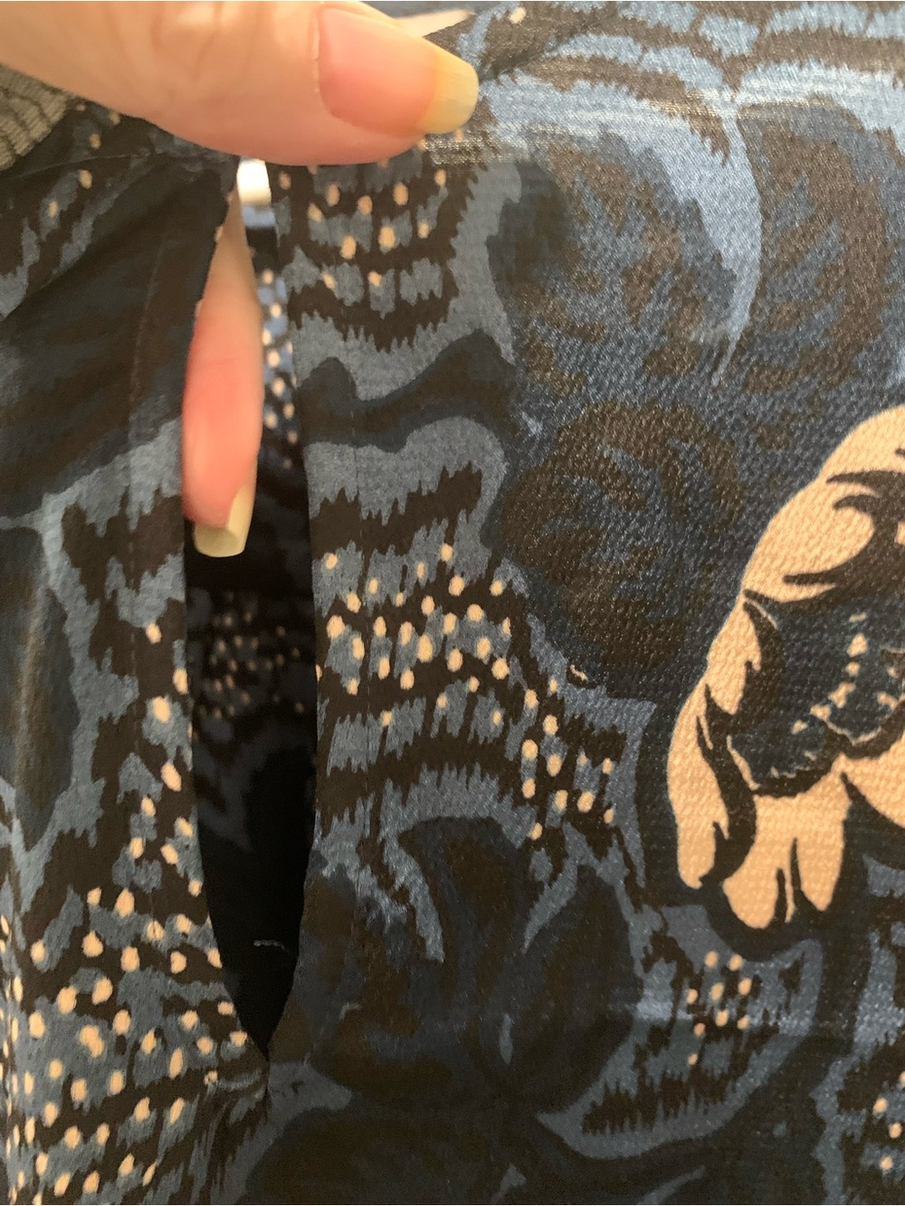 Ted Baker Navy & Blush Floral Satin Blouse - Picture 3 of 4